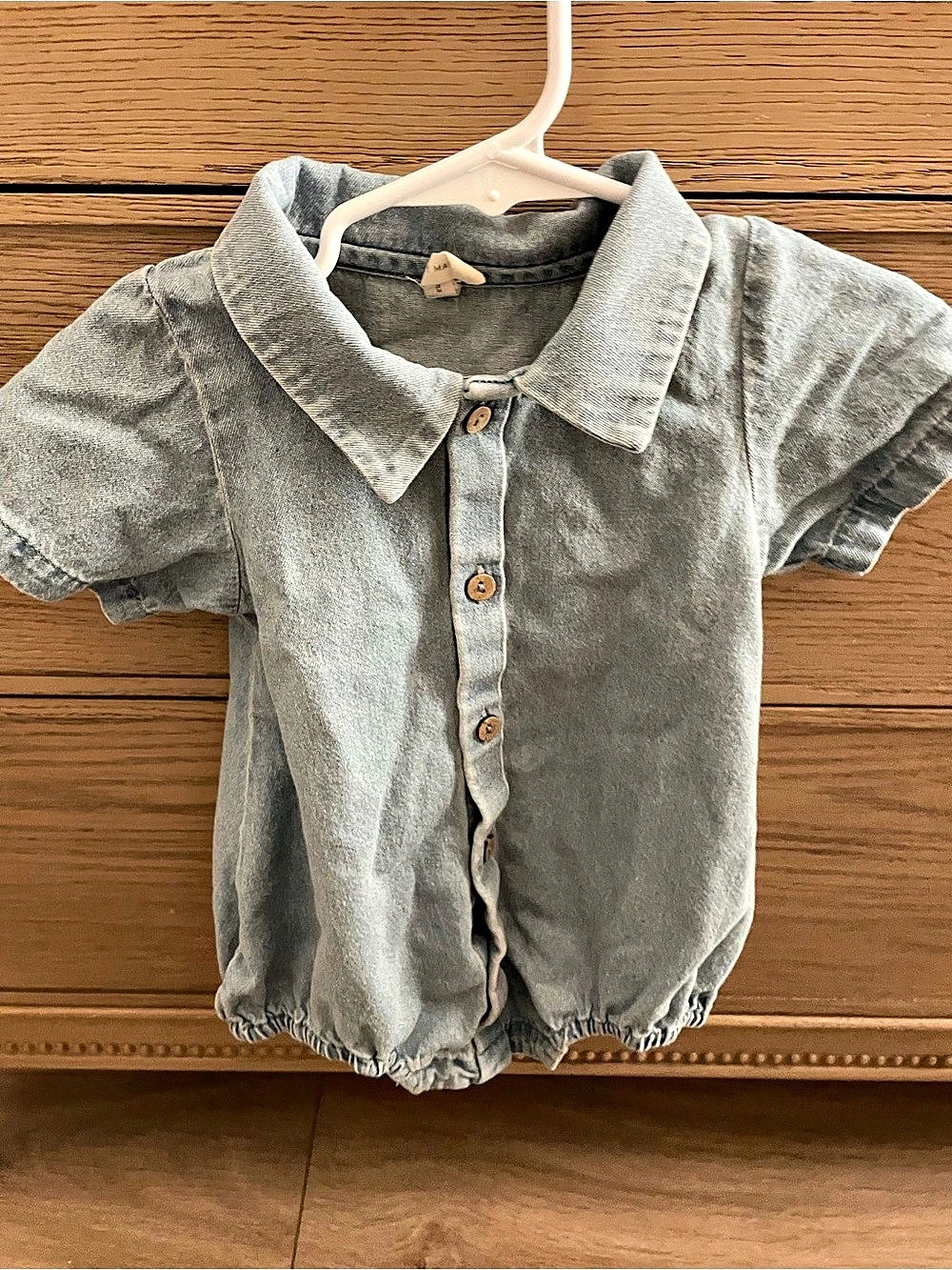 Quincy Mae Matteo Romper Baby Blue Denim Size 18-24M